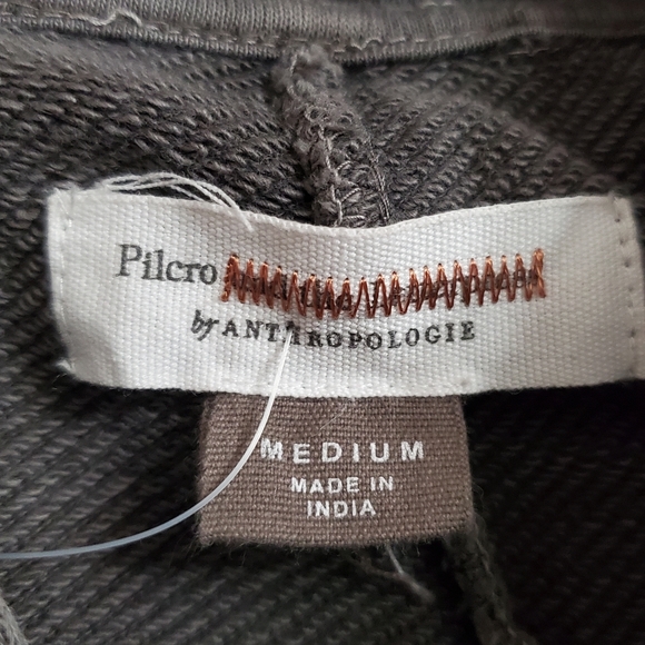 Pilcro Anthropologie Flynn Pleated Gray Hooded Swing Style Sweatshirt Size Med - Picture 6 of 10